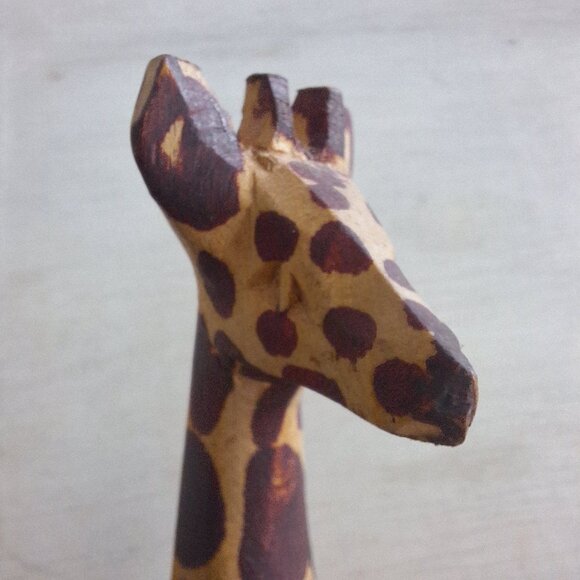 Hand Carved Wooden Giraffe Figurine Sculpture Kenya Africa Statue Safari - Picture 4 of 7